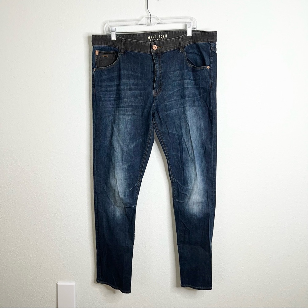 Marc Ecko Cut & Sew Mens Blue Jeans Size 38X32 Denim Slim Straight A5